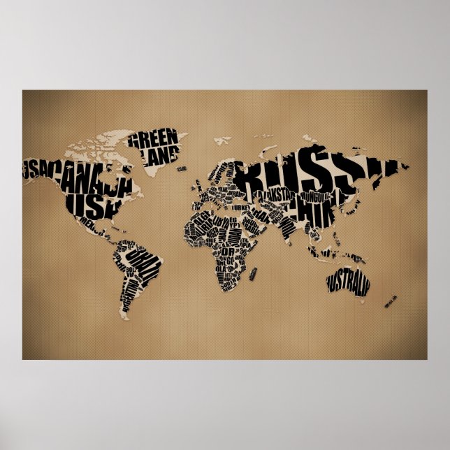 Poster Carte du monde typographique (Devant)
