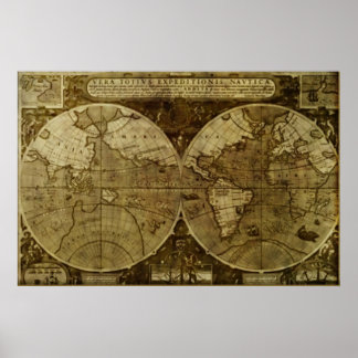 Poster Carte du monde vintage