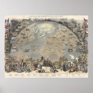 Poster Carte du monde vintage