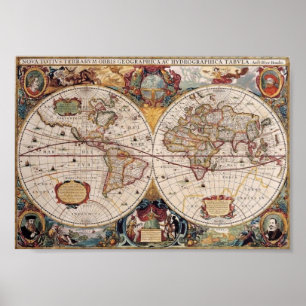 Poster carte du monde vintage