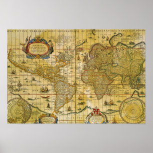 Poster Carte du monde vintage