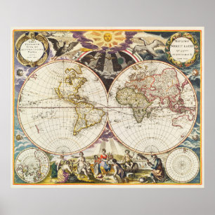 Poster Carte du monde vintage