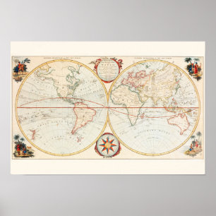 Poster Carte du monde vintage