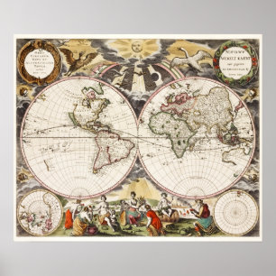 Poster Carte du monde vintage