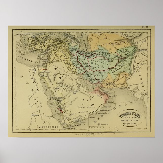 Poster Carte du Moyen-Orient (Devant)
