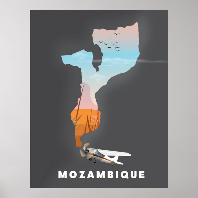 Poster Carte du Mozambique (Devant)