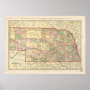 Poster Carte du Nebraska (1902)