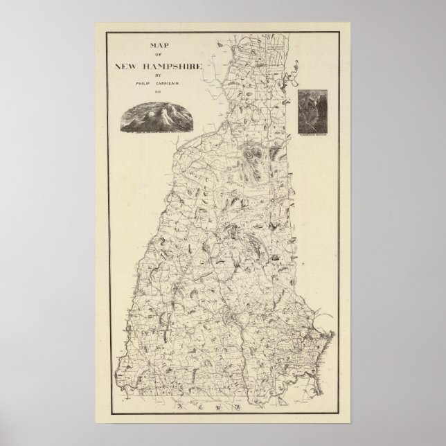 Poster Carte du New Hampshire 1816 (Devant)