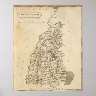 Poster Carte du New Hampshire par Arrowsmith