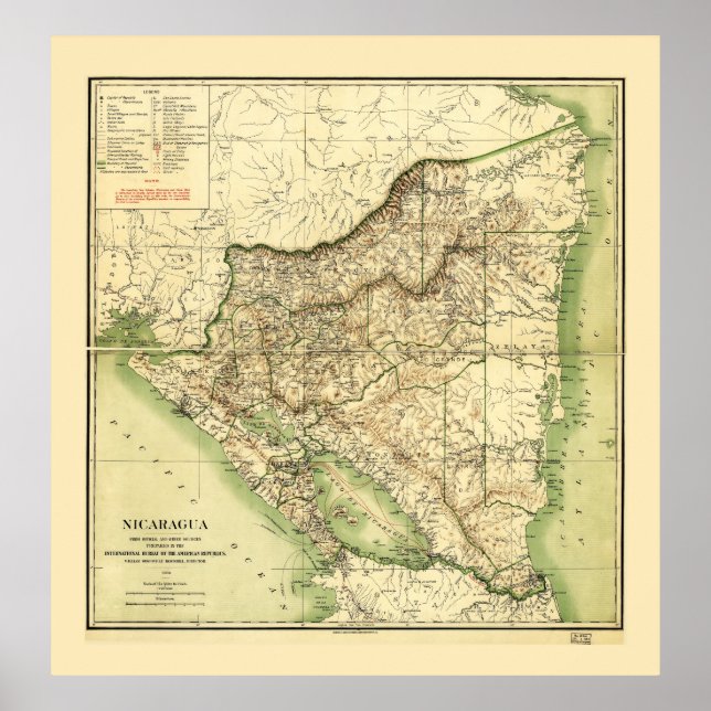 Poster Carte du Nicaragua (1903) (Devant)