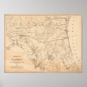 Poster Carte du nord de cru de la Floride