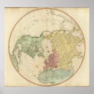 Poster Carte du nord d'hémisphère