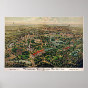Poster Carte du parc du centenaire de Nashville vintage (