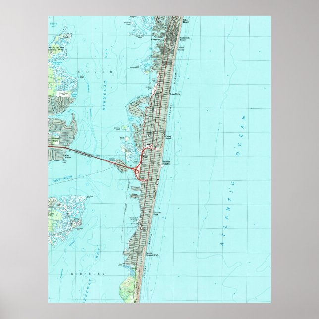 Poster Carte du parc marin et de la côte NJ (1989) (Devant)