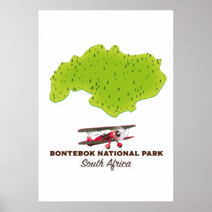 Poster Carte du parc national de Bontebok en Afrique du S