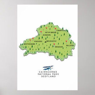 Poster carte du parc national de Cairngorms