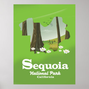 Poster Carte du parc national de Sequoia