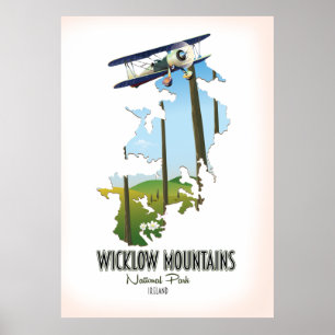 Poster carte du parc national de wicklow mountain