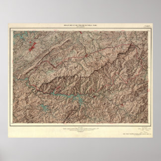 Poster Carte du parc national des Great Smoky Mountains