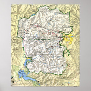 Poster Carte du parc national des Rocheuses