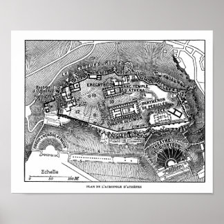 Poster Carte du Parthénon à Athènes