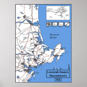 Poster Carte du pays Lovecraft
