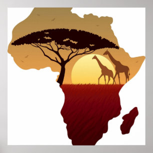 Poster Carte du paysage de l'Afrique
