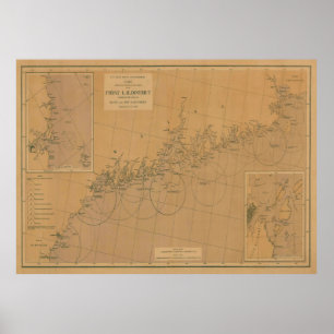 Poster Carte du phare du Maine vintage (1876)