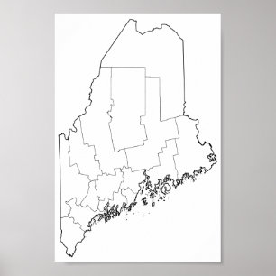Poster Carte du plan des comtés du Maine