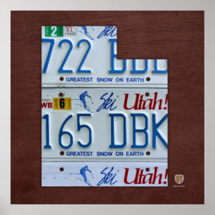 Poster Carte du plateau de licence de l'État de l'Utah
