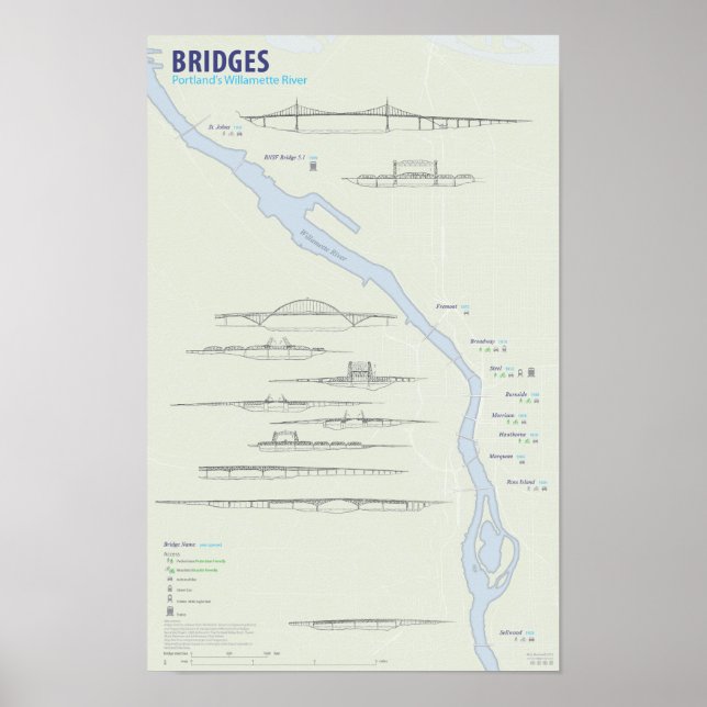 Poster Carte du pont Portland (Devant)