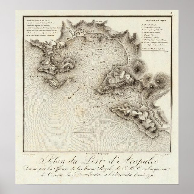 Poster Carte du port d'Acapulco (Devant)