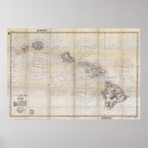 Poster Carte du port Pearl d'Hawaï 1939