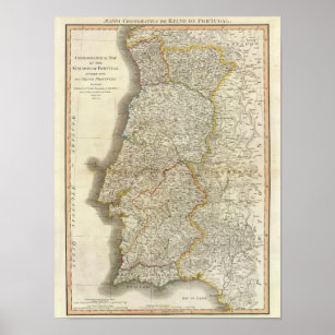 Poster Carte du Portugal