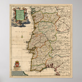 Poster Carte du Portugal 1690