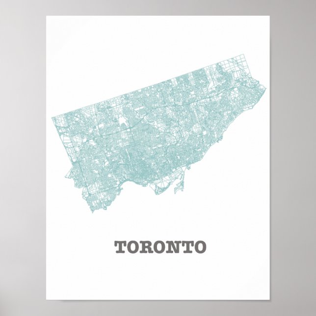 Poster Carte du réseau routier turquoise de Toronto (Devant)