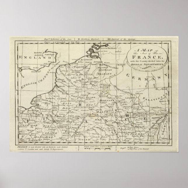 Poster Carte du Siège de Guerre en France (Devant)