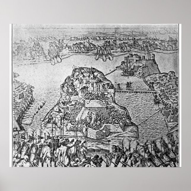 Poster Carte du siège de Malte en 1565 (Devant)