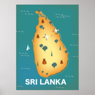 Poster Carte du Sri Lanka