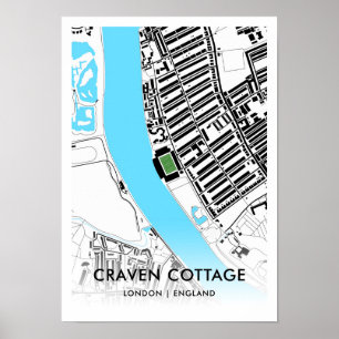 Poster Carte du stade Craven Cottage - Accueil du Fulham
