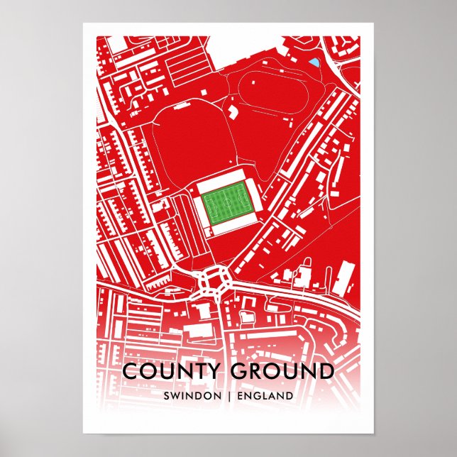 Poster Carte du stade du comté - Accueil de Swindon Town (Devant)