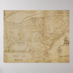 Poster Carte du sud-est de l'Amérique du Nord, 172