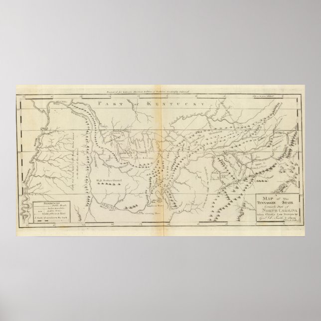 Poster Carte du Tennessee (Devant)