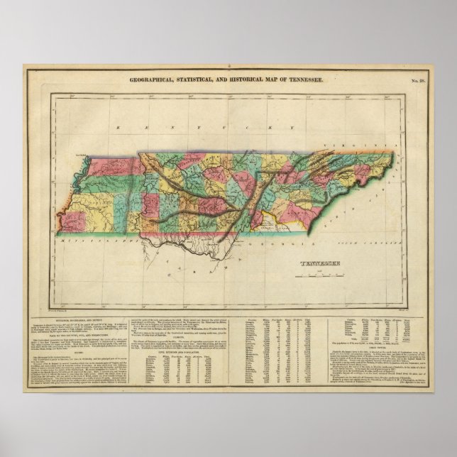 Poster Carte Du Tennessee (Devant)
