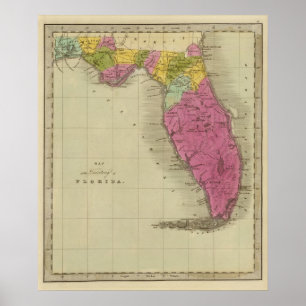Poster Carte du territoire de la Floride