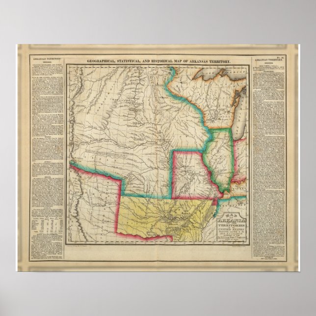 Poster Carte Du Territoire De L'Arkansas (Devant)