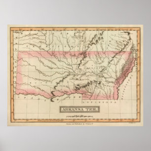 Poster Carte du territoire de l'Arkansas (1817)