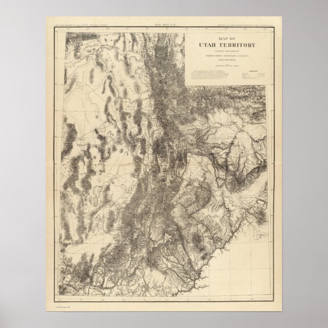 Poster Carte du territoire de l'Utah (Devant)