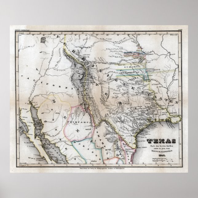 Poster Carte du Texas 1846 (Devant)
