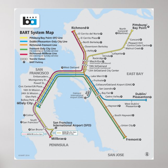 Poster Carte du train BART (Devant)
